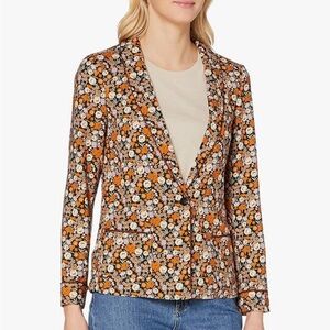 Scotch & Soda Women's Floral Blazer - Black and Orange